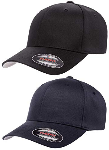 Flex fit Atletisk basebollkeps, herr, marinbl , Small/Medium, 2-pack svart och m rkgr , L-XL
