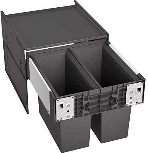 BLANCO SELECT II 45/2 | Abfall Müllsystem | für 45 cm breite Unterschränke | [41,8x40x36,1 cm] | 2 x 16 Liter Eimer | 400mm Auszugstiefe | Systemabdeckung | Auszugssystem zur Frontanbindung
