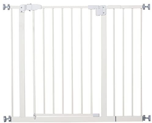 PawHut Barrière de sécurité sans perçage largueur réglable 74-80/91,5-97,5 cm Double Verrouillage Fermeture Automatique barrière Chien pour Porte Couloir escalier Acier Blanc
