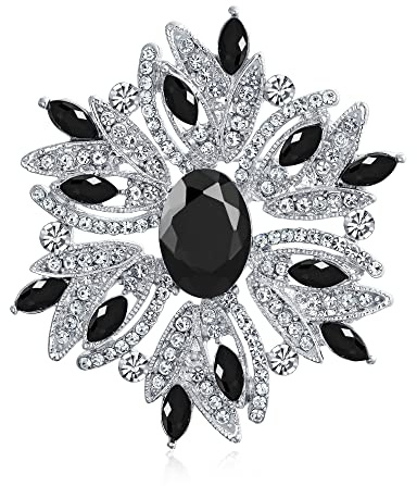 Mode Große Erklärung Vintage-Stil Simulierten Edelstein Kristall Schal Blume Art Deco Brosche Pin Für Frauen