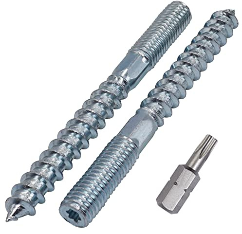 SKIR'CO (10 Stück) Stockschrauben M10 x 100 mm, Zweiseitige Gewindestiftschrauben, Doppelkopfschrauben