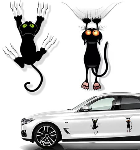 CUHZA 2 Picecs Adesivi Auto Gatto, Carino Adesivi Gatti Per, Gatto Divertente Decalcomania