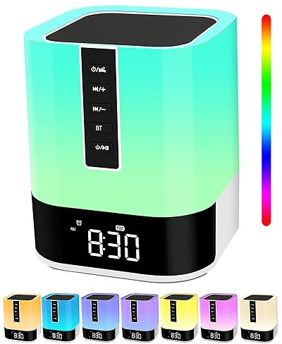 Bluetooth Lautsprecher mit Licht, Kinder Wecker, White Noise Machine,Nachttischlampe Touch-Dimmbar,48 RGB Farbwechsel LED Tischlampe,Geschenke für Mädchen Junges Teenager Geburtstagsgeschenk