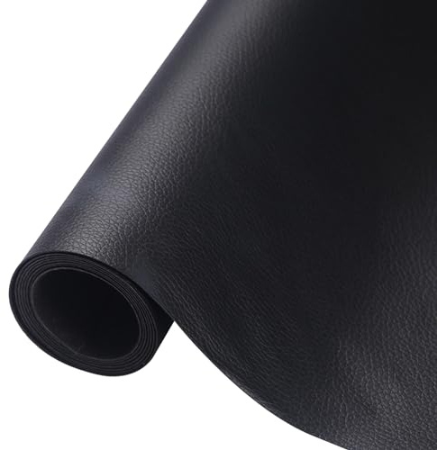 HOLAHOLA Schwarz leder bezugsstoff, 43x200cm Leder Reparatur Set Schwarz Kunstleder Reparaturset, Lederflicken Selbstklebend für Sitzbank Motorrad, Sofa, Autositze, Taschen