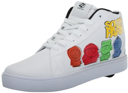 Heelys Herren Racer Mid Schuhe mit Rollen, Weiß/Schwarz/Gelb, 45 EU