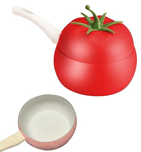 Creative - Sartén antiadherente para leche, calentador de mantequilla en forma de tomate, sartén de suplemento alimenticio para bebés, perfecta para hervir huevos, calentar leche, mini olla de leche