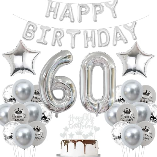 Deko 60. Geburtstag Mann Silber Luftballon 60 Jahre Silber Party Ballons 60 Geburtstag Dekoration 60 Geburtstags ballon Frau Luftballon 60 Jahre Party Deko