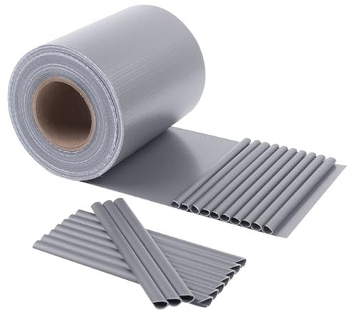 HENG FENG Strisce Frangivista PVC,per Recinzione a Doppio Picchetto 35m x 19cm,450g/m²,Anti-UV,Impermeabile,Antistrappo,Incluse 20 Clip–Protezione Privacy per Giardino e Balcone (Grigio)