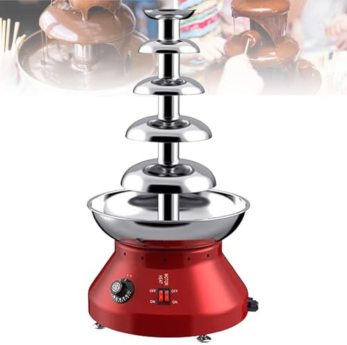 Hydravex Máquina para Fuente de Chocolate de 4 o 5 Niveles, Fuente de Queso, máquina eléctrica para Fondue de Chocolate de Acero Inoxidable, Nachos, Salsa de Chocolate, Bodas y Fiestas,5Tiers