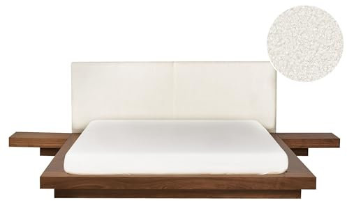 Beliani Modernes Bett Holzoptik braune Esche mit Nachttischen Lattenrost 160x200 cm Zen