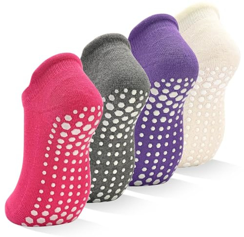 HYCLES Yoga strumpor dam sneakers stoppstrumpor 4 par pilates halkfria strumpor för studsmatta hem fitness sjukhus 35–42