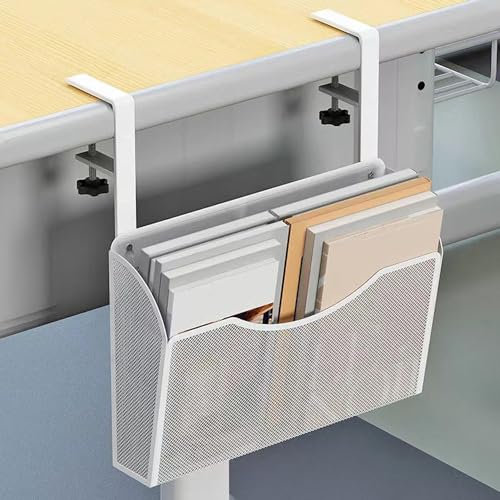 Schreibtisch-Organizer aus Netzstoff mit Klemme an der Seite, mit Schublade zum Aufhängen, unter dem Tisch, Zeitschriftenhalter, Dokumentenhalter für Büro und wichtige Dinge