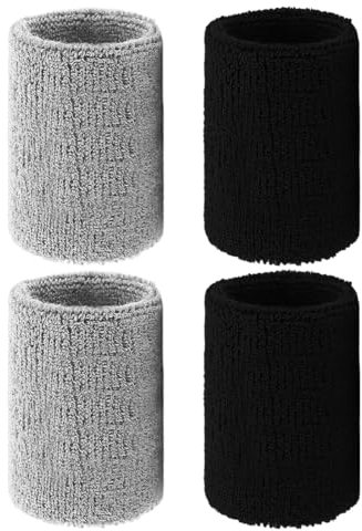 4 Pack Schweißband Handgelenk, Sport Schweißband Armband Weiche verdickte Baumwolle für Sport Laufen Fahrrad Joggen Fußball Tennis