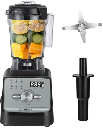 Panana 2000ml Professional Smoothie Blender, 2200W Powerful Blender Smoothie Maker with 5 Menu and 9 Speed for Kitchen Ice Crusher, Smoothies, Fruit Juice, Protein Shake