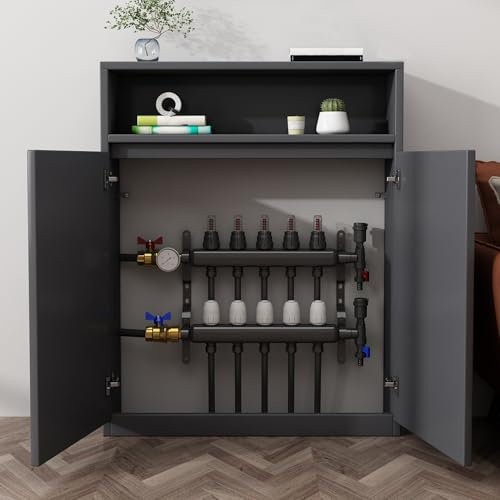 Moderno estante de cubierta de radiador para decoración del hogar, gabinete de calefacción oculto para sala de estar, oficina, pasillo, dormitorio, baño, armario decorativo de madera gris oscuro, 80 x