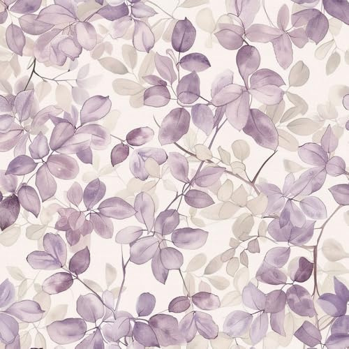 JIAOQSS Klebefolie Möbelfolie Tapete Aquarell Lila Blumen Mustertapete abnehmbar Vinyl Klebefolie für Wohnzimmer Schlafzimmer Küche Wand Schränke Dekor