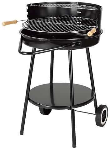 tepro Holzkohle-Rundgrill, mit Ablagefläche und Räder, inklusive Grill- und Warmhalterost, Maße circa 52 x 52 x 81 cm