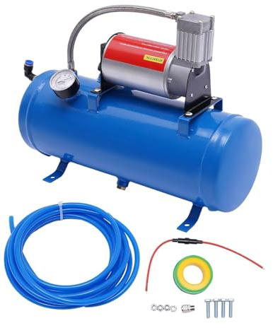 Compresseur d'air, 12 V 6L Compresseur d'air Compact, 150 PSI, Moteur à Noyau de Cuivre, Compresseur de Klaxon pour Les Pneus d'automobile, Les Bateaux