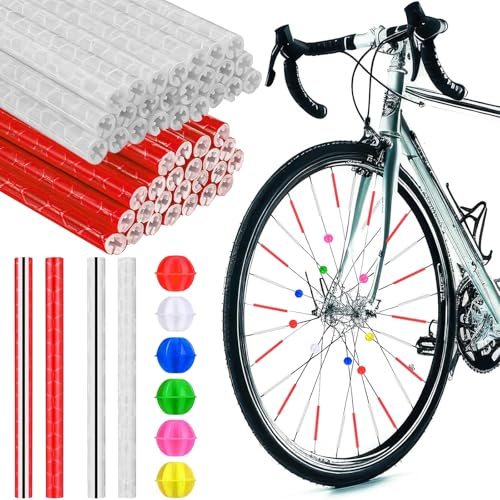 CALLYSONIC 48 Stück Speichenreflektoren Fahrrad Kinder und 36 Stück Fahrradspeiche Perlen, 360° Bunt Katzenaugen Fahrrad Reflektoren Speichen, Fahrradzubehör für Dirt Bike Fahrraddeko (weiß-2)