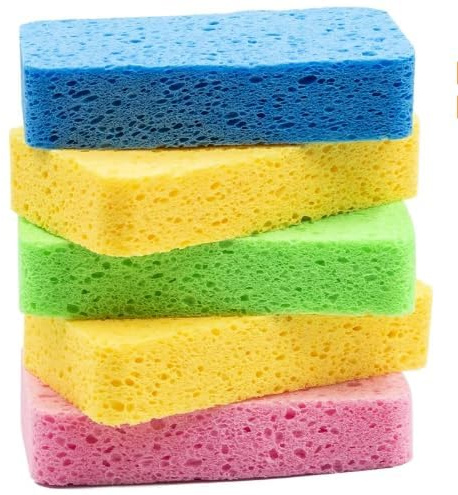 Large Cellulose Sponges, Kitchen Sponges for Dish, 1.2 Thick Heavy Duty Non-Scratch Scrub Sponges for Dishes,and Bathroom Cleaning, Biodegradable, 5-Pack with Reusable