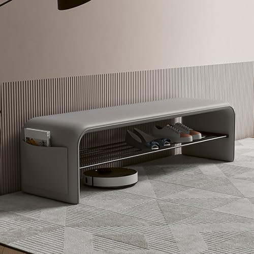 Mid-Century Moderne Eingangsbank - Armlose gepolsterte Küchenbank, kurze Höhe für Esszimmer, Wohnzimmer, Flur & Eingangsbereich, Grau, 80*