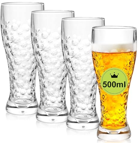 AXIM Beer Glasses Set,450 ml Beer Pint Glass,Pilsner Beer Mug,Drinking Glasses for Home Dining, Bars and Parties (4 Pcs)