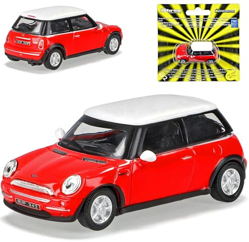 Generisch Mini Coper Rot mit Weissem Dach R50 2001-2006 1/72 Cararama Modell Auto