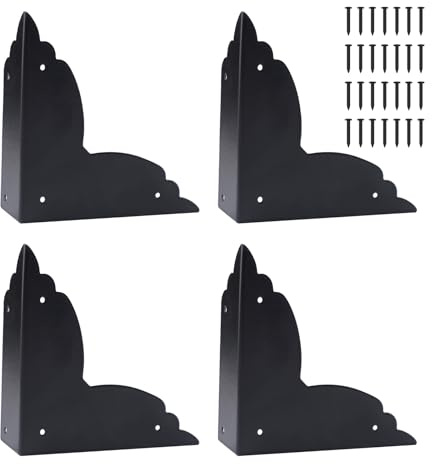 INCREWAY 4 x robuster schwarzer Tisch-Eckenschutz, Metallkantenschutz, zum Anschrauben, Kantenschutz für Möbel, Holzkisten, Schränke, Arbeitsplatten und Regale