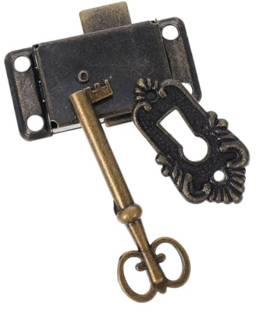 FUTUREORYY Serrures de Tiroir Vintage en Métal Robuste 54x28 Mm Loquet Classique pour Meubles Anciens Coffres et Boîtes à Bijoux Ensemble Usage Intérieur Sécurisé