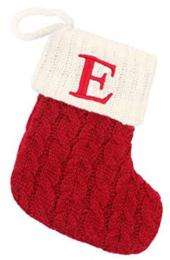 Nikolausstrumpf Personalisiert mit Buchstaben Weihnachtsstrümpfe Bestickter Christmas Stockings aus Strick hängende Familie Weihnachtsstrümpfe Kamin hängende Ornamente Weihnachtsbaum Deko