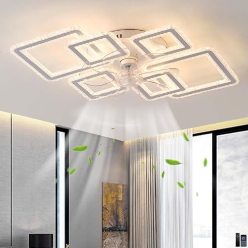 Inrosy Ventilatore Da Soffitto Con Luce 6 Velocità Reversibile Ventilatore Da Soffitto Con Luce E Telecomandoadatto Per Soggiorni E Camere Da Letto,Bianco