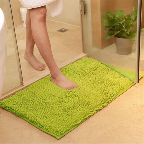 rigyeg Super saugfähige, rutschfeste Badematte, weich, flauschig, schnell trocknend, maschinenwaschbar, großer Badezimmerteppich für Dusche (Grün, 70 x 140 cm)