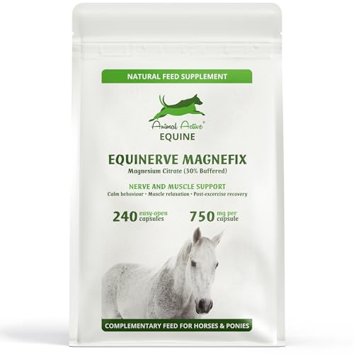 Animal Active EquiNerve MagneFix for Horses | 240 Easy-Open Capsules - 4 Months Supply | Magnesium Citrate Horse Calmer, Mood, Muscle Tension & Comfort and Post-Excercise Recovery | Made in the UK
