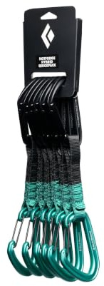 BLACK DIAMOND Hotforge Hybrid Climbing Quickdraw Clean Green (6-Pack) 12 cm | hot-forged construction, keylock nose for snag-free clipping, wiregate design resists gate flutter and freezing