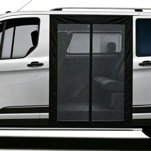 Pindex Mosquitera Puerta Lateral Magnetica Furgoneta con Cremallera para VW | Mosquitera Furgoneta Camper para T5 T6 Puerta Corredera, 150x120cm, Cierre magnético, Protege Contra los Mosquito los Insecto