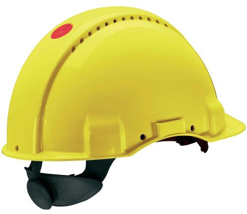 3M Peltor G 3000 Series Elmetto di Protezione con Uvicator senza Cricchetto e Fascia Antisudore in Pelle, Giallo (gelb)