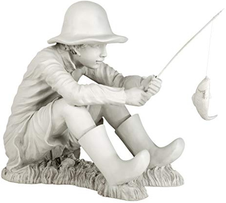 Design Toscano Fischermann Gartenstatue, Polyresin, zweifarbig stein, 43 cm
