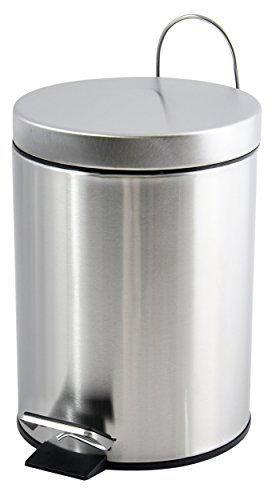 MSV - Cestino per cosmetici da bagno - Acciaio inossidabile con secchio interno rimovibile - Elegante cestino a pedale - Compatto e pratico - Argento - 3L