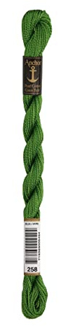 Anchor Perlgarn Stärke 5 4585000-00258 birkengrün Stickgarn, 100 % Baumwolle, 5g Strängchen