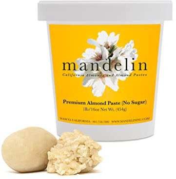 Mandelin Premium Almond Paste: No Sugar Added, 66% Almonds, 34% Maltitol (1 lb)