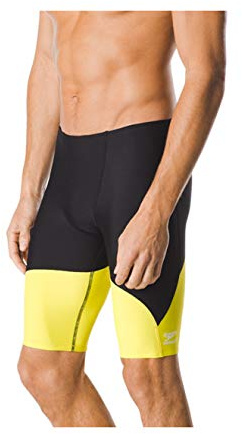 Speedo Spark Splice - Costume a Pantaloncino, da Uomo, Uomo, Costume da Bagno, Spark Splice Jammer, Black/Yellow, 30