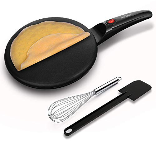 nutrichef Electric Griddle Hot Plate Cooktop - 800W 8 Pan Style Crepe Maker Hot Plate w/ON/Off Switch, Nonstick Coating, Automatic Temperature Control, Plug-in Operation for Kitchen and Countertop