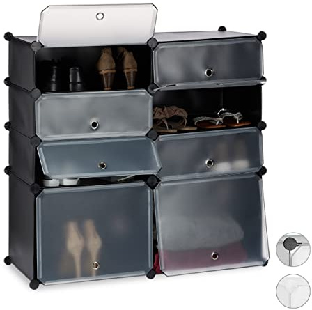 Relaxdays Schuhregal Kunststoff, HBT 91 x 94,5 x 36,5cm, schwarz