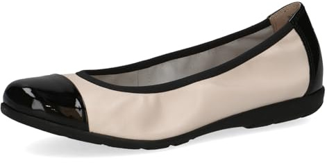 CAPRICE Damballerinaskor av läder med lack, Krämsvart, 37 EU