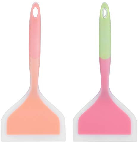 spatola Antiaderente spatola in Silicone Alimentare Antiaderente spatola Larga Turner Torta Bistecca Pizza Utensili da Cucina(Manico Arancione)