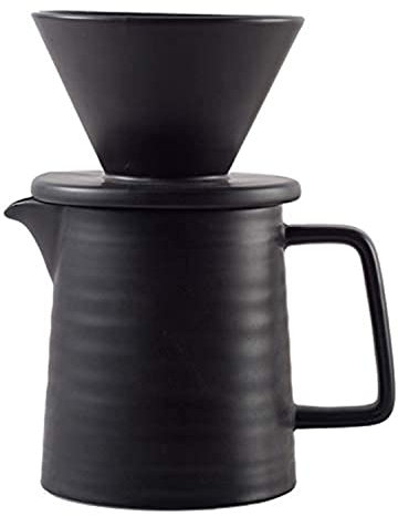 mondays. Pour Over Coffee Maker Set, Premium Ceramic Dripper & Decanter, 1-2 Cup Home Filter Coffee Maker (Black)