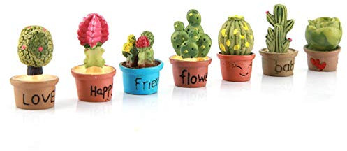 HERCHR 7 pièces Minuscule Cactus Miniature Figurines Plantes succulentes Maison de poupée décoration Mini Plante Bricolage Ornement Jardin décor