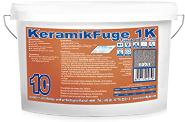 trendybau 1K Pflasterfugenmörtel KeramikFuge für unkrautfreie Fugen - 10 kg (Natur) - geeignet für keramische Terrassenplatten und Feinsteinzeug-Beläge mit Engen Fugen