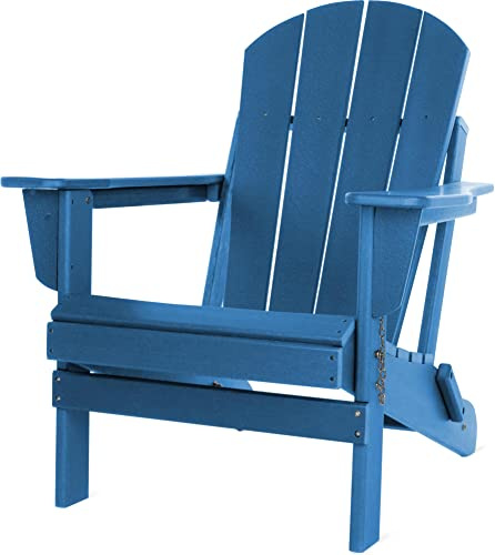 normani Original Adirondack Muskoka Stuhl - Klappbarer Gartenstuhl in Holzoptik - Gemütlicher Gartensessel aus stabilem, recyceltem und langlebigem HDPE - 150 Kg Traglast Blau 91 cm x 75 cm x 83 cm