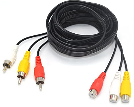 XENOCAM Câble composite audio/vidéo RCA 15FT DVD/VCR/SAT Jaune/Blanc/Rouge Connecteurs 3 mâles à 3 femelles